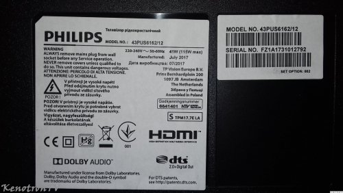 More information about "PHILIPS 43PUS6162, 715G8709-MOE-B00-005N"