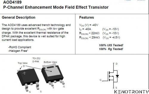 Подробнее о "AOD4189 P-Channel Enhancement Mode Field Effect Transistor"