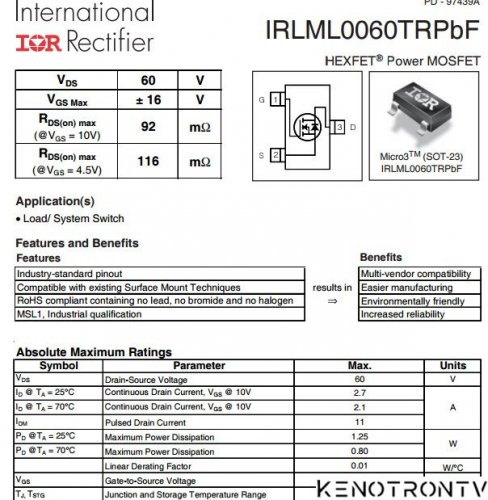 Подробнее о "IRLML0060TRPbF, HEXFET Power MOSFET"