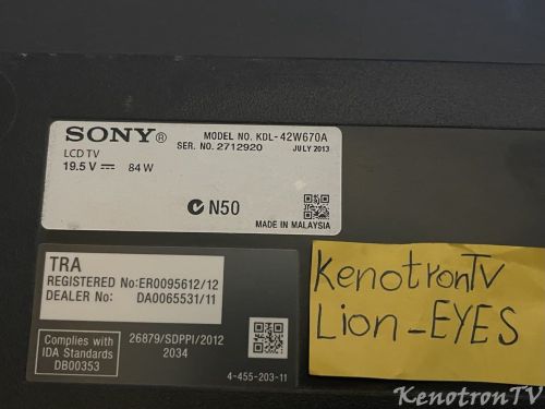 Подробнее о "SONY KDL-42W670A,1-888-153-11,T420HVF04.0,TC58NVG3S0FTAI0"