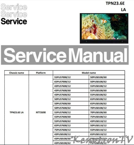 Подробнее о "PHILIPS TPN23.6E LA LCD TV Service manual"