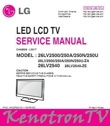 Подробнее о "LG 26LV2500, 250A, 250N, 250U, CHASSIS : LD01"