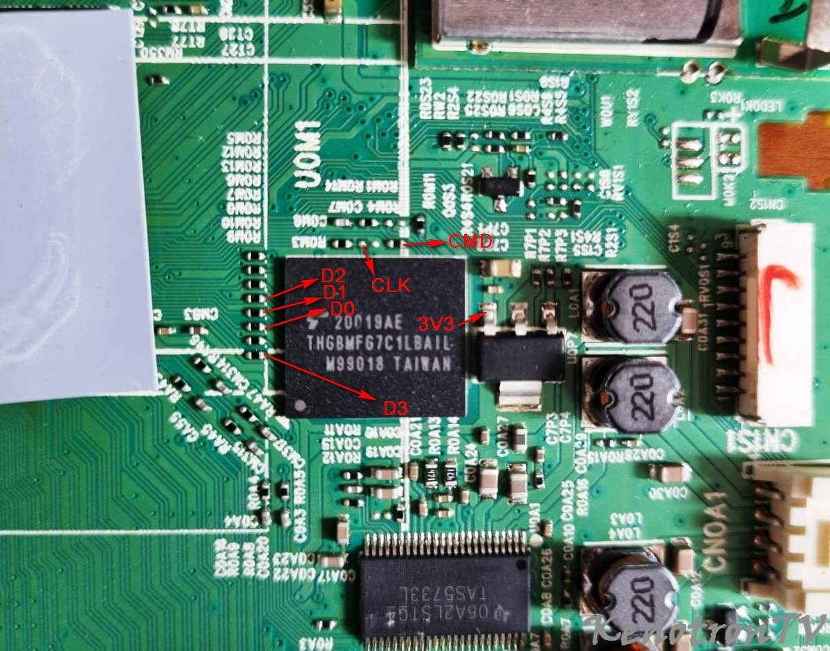 Сливаем/заливаем EMMC-AUTO-ISP (GND-CLK-CMD-D0)